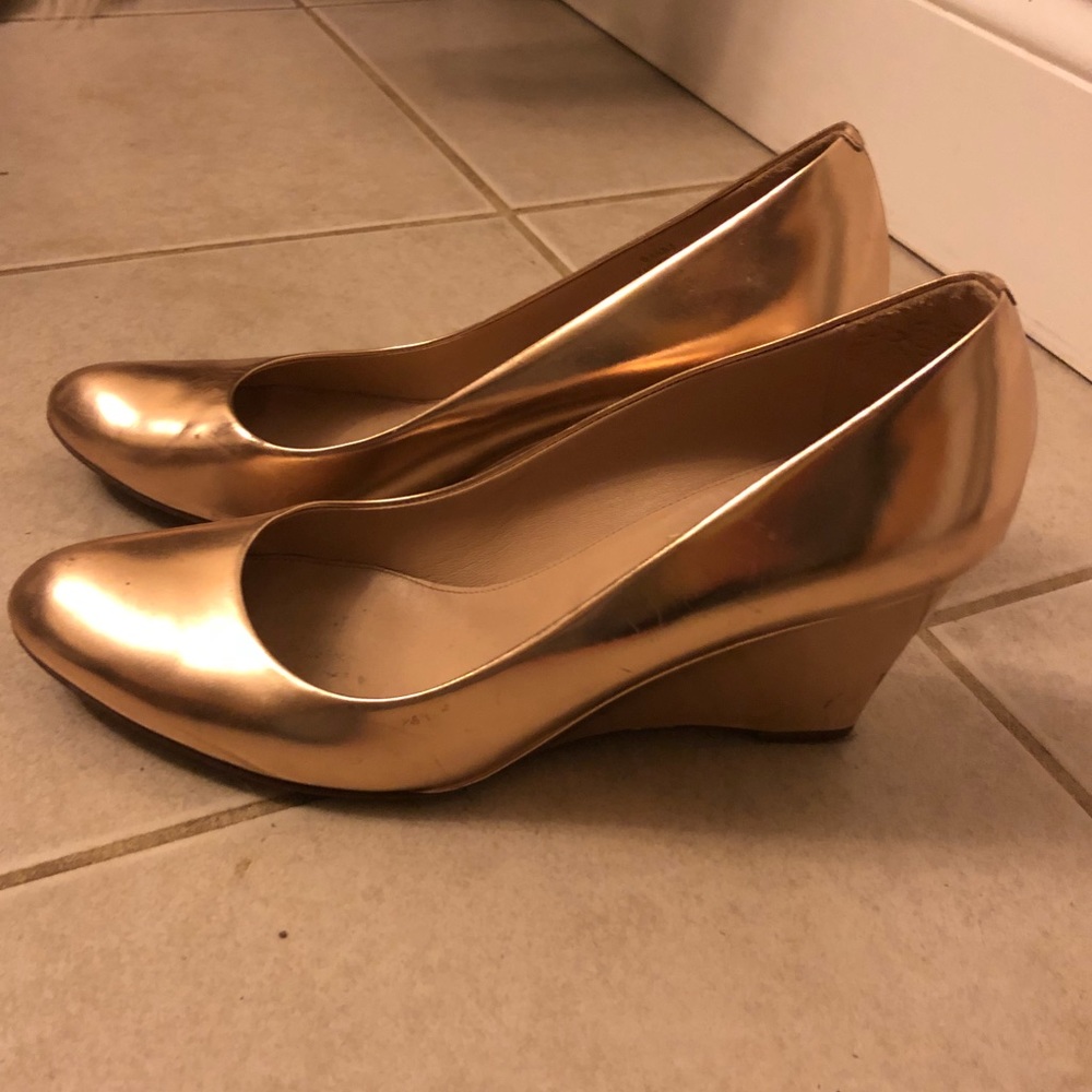 Jcrew gold metallic wedges